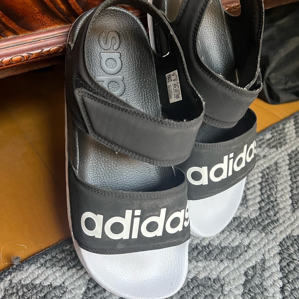 Adidas  Black and White Strap Sandals